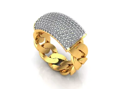 0126 - Cuban Chain Gents Ring 3D print model