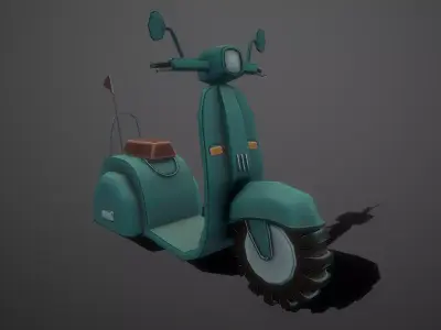 Stylized Motorbike - Vespa Low-poly 3D model