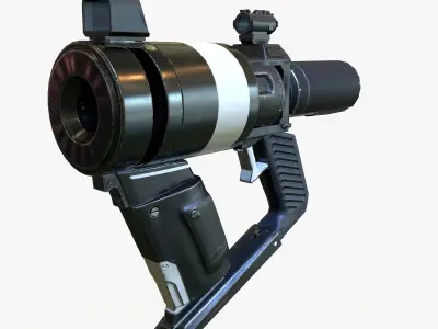 Low Poly Sci-Fi  Revolver PBR Low-poly 3D model