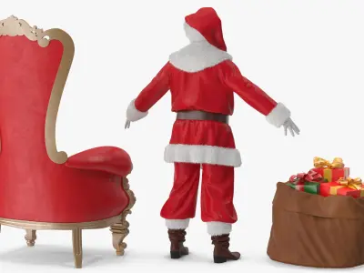  Santa Claus with Open Bag and a Throne Chair 2 