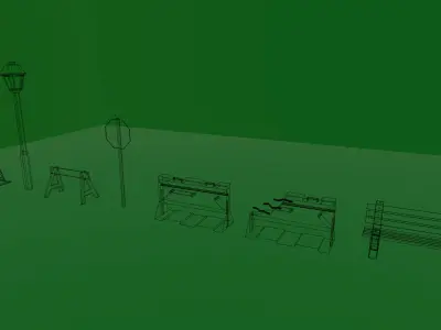 STREET ASSETS 1 - LOW POLY - PS1 RETRO STYLE Low-poly 3D model