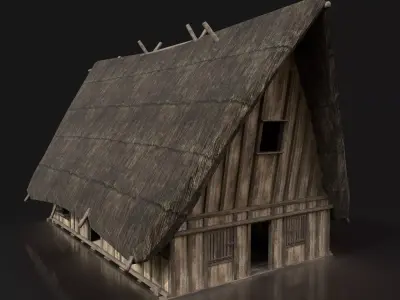 Next Gen AAA THATCHED DARK MEDIEVAL WOODEN HOUSE COTTAGE HUT Low-poly 3D model