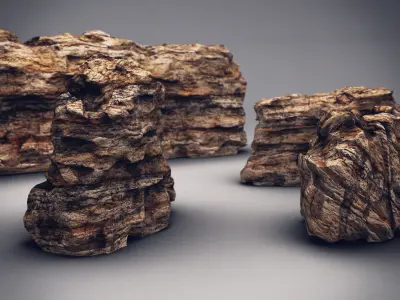 Rocks Stones set Low-poly 3D model