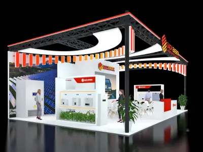 Booth Exhibition Stand Stall 12x8m Height 440cm 3 Open 3D model 3D model
