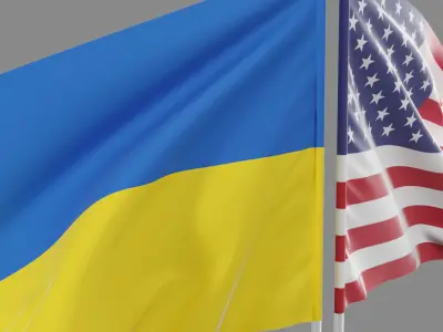 Flag USA Ukraine Support 3D model