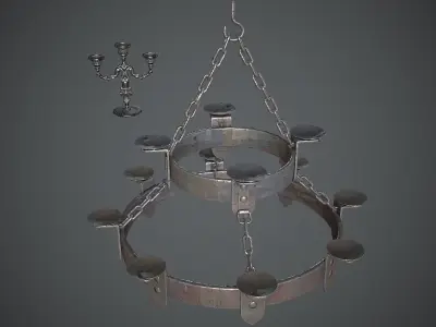 Chandelier Medieval Low-poly 3D model
