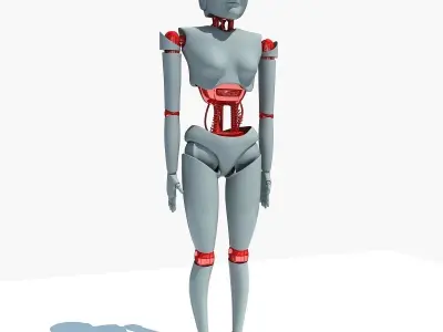 Rigged Robotic Red Waist Female  3D model