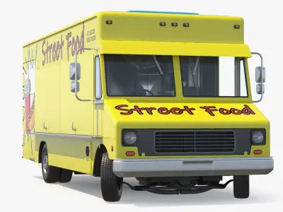  Solar Powered Street Food Truck Rigged for Cinema 4D 