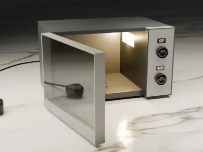 Modern Microwave Oven 3D Model  Silver and Matte Black Low-poly 3D model