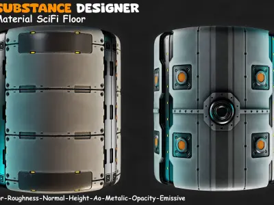 10 Material Scifi Floor Hardsurface Texture