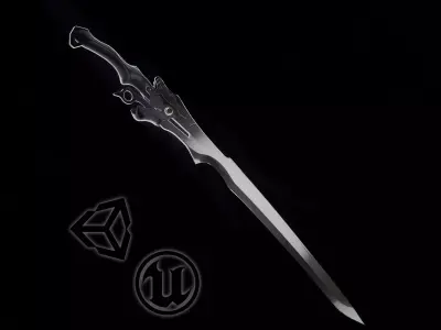 SciFi sword Low-poly 3D model 2