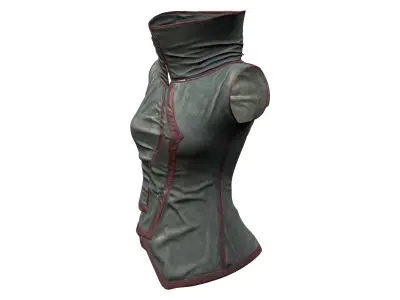 Dystopian Futuristic Sci-fi Sleeveless Top With High Neck Low-poly 3D model