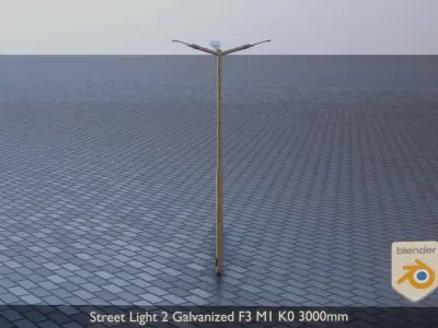 Street Light 2 Galvanized F3 M1 K0 3000mm Low-poly 3D model