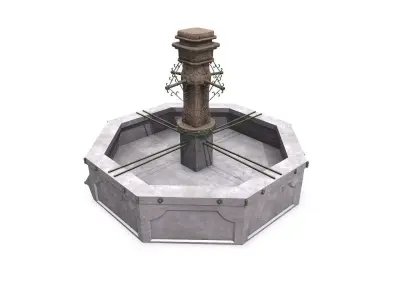 Old Fountain Low-poly PBR Low-poly 3D model