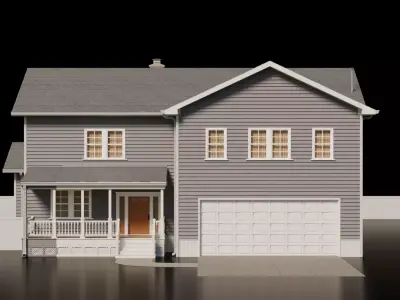 American Cottage House 3 Low-poly 3D model
