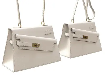 Hermes Kelly Sellier en Desordre White Low-poly 3D model