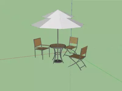 The parasol table and chairs with umbrella Free 3D model