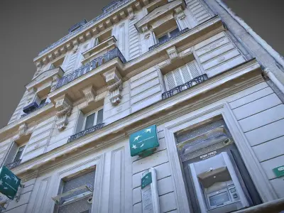Paris building facade 01 Low-poly 3D model