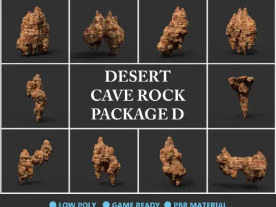 Low poly Mossy Cave Modular Roof Wall Pack Low-poly 3D model