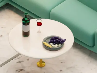 Isometric Stylized Cartoon Living Room 25 items Interior Pack Low-poly 3D model