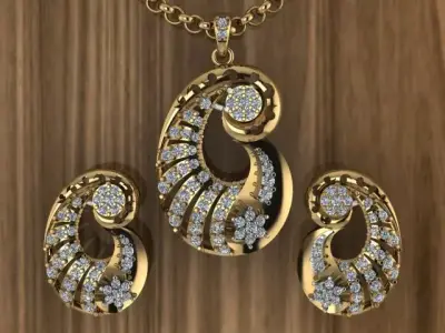 Beautiful diamond pendant with Tops Locket set 3D print model