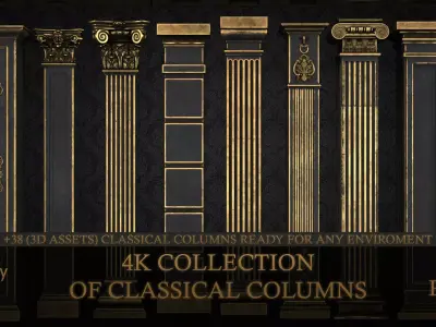 Classical Columns  Pack Low-poly 3D model