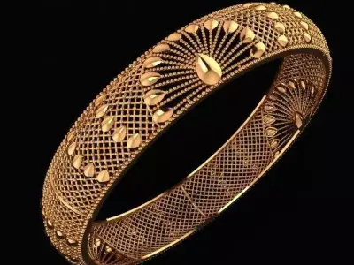 1436 Sunburst Lattice Gold Bangle 58MM-16gm 3D print model