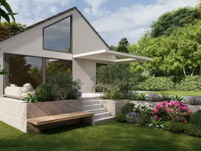 3D Exterior Scene 3D model design garden and landscape 3D model