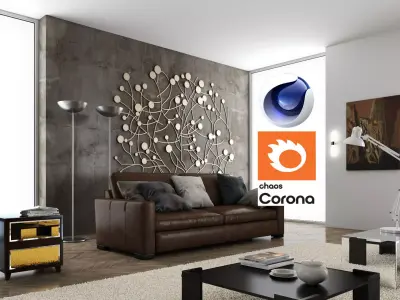Living Room 06 - Corona- C4D 3D model