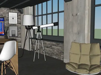 interior loft small duplex drawing room 3D model