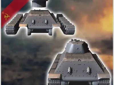 T-34 76 M1940 Model 1940 T-3476A with front headlight - Soviet a 3D print model