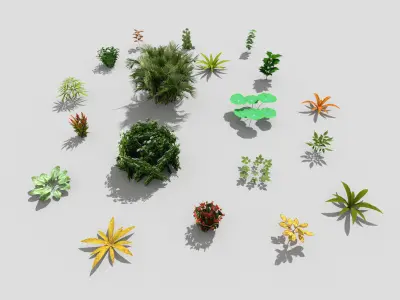 low poly foliage pack Low-poly 3D model