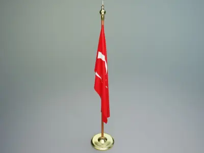 Turkish and American Flagpoles Free low-poly 3D model