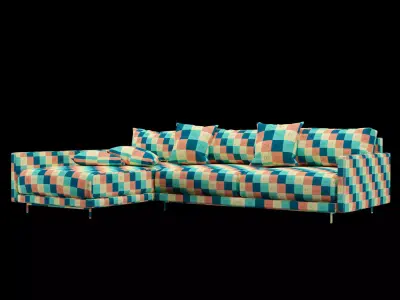 Modern angle sofa with pillow 3D model
