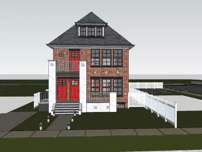 Modern Brick House  3D SketchUp Model 3D model