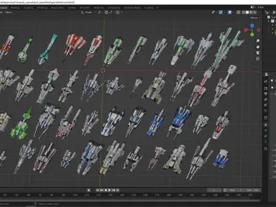 50 Lowpoly Sci Fi Spaceship Kitbash Bundle Megapack Low-poly 3D model