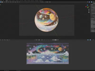 Panoramic Sky SET - Manga Cosmic Night Land - 3D mesh and Sphere Low-poly 3D model