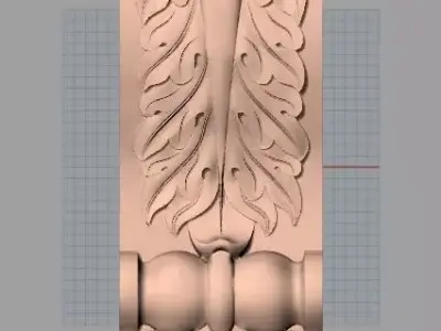 Door Post flower 3D STL Model for CNC Router Carving E970 3D model