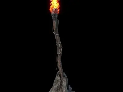 Fantasy torches  kit with PBR  V-ray render setup 3D model