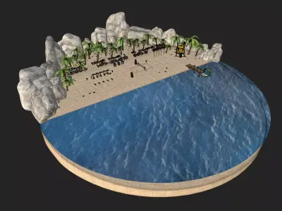 beach cartoon 3D model