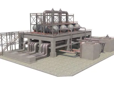  Industrial Silo 05 Low-poly 3D model