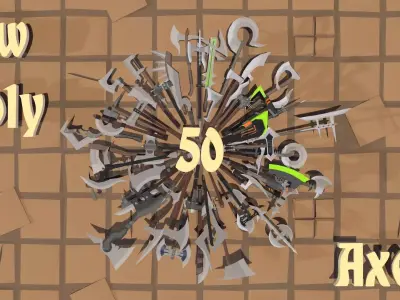 50 Low Poly Axes Low-poly 3D model