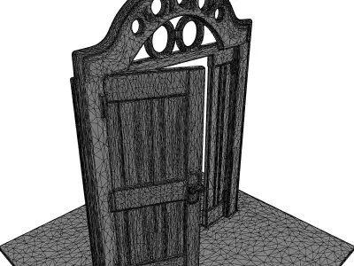 Rustic Wooden Arch Doorway Low-poly 3D model