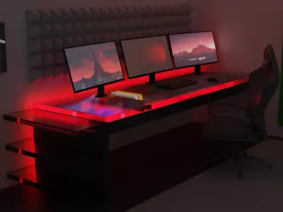 Low poly gamer room Low-poly 3D model