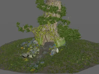 Forest Glade Tree - woodland Environment green area  3D model