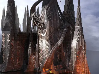 Norse Engraved Dark Great Tree Towers  3D model