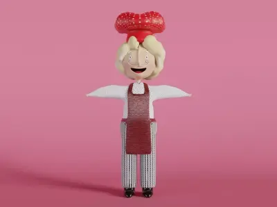 Chief stylized cute male character Low-poly 3D model