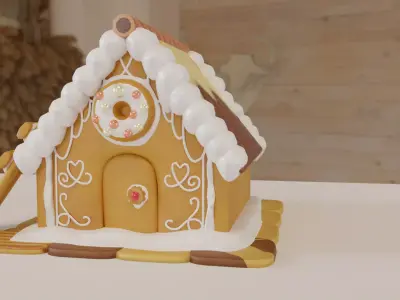 Gingerbread House 3D model Low-poly 3D model