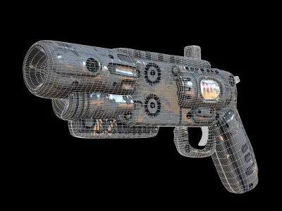 Gun scifi 3d model scifi Low-poly Low-poly 3D model Low-poly 3D model