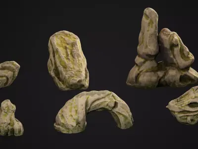 Stylized Rock Game-Ready Environment Pack Low-poly 3D model